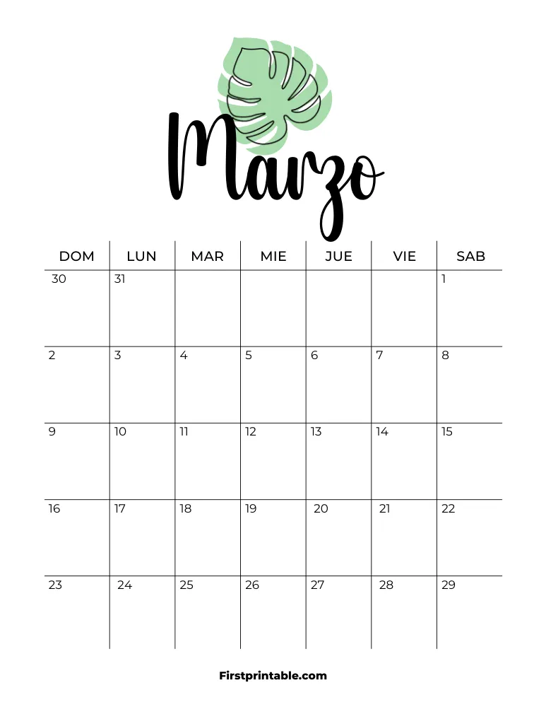 Spanish Printable March Calendar 2025 Template 38