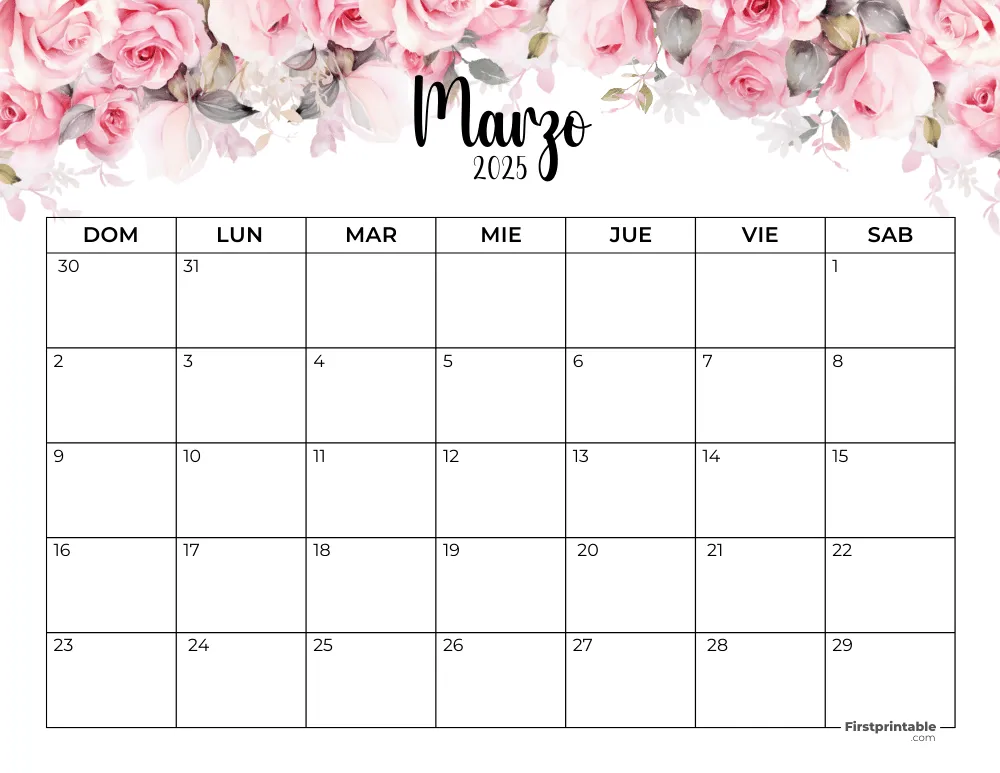 Spanish Printable March Calendar 2025 Template 49