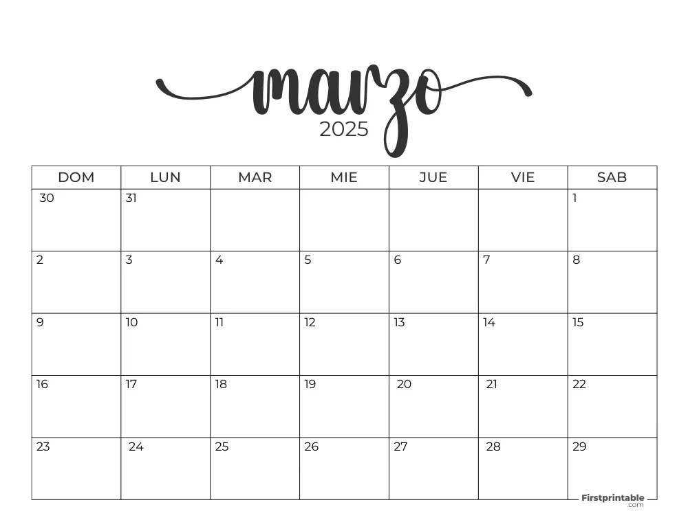 Spanish Printable March Calendar 2025 Template 51