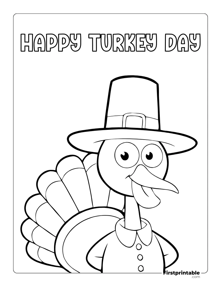 "Happy Turkey Day" Coloring Page