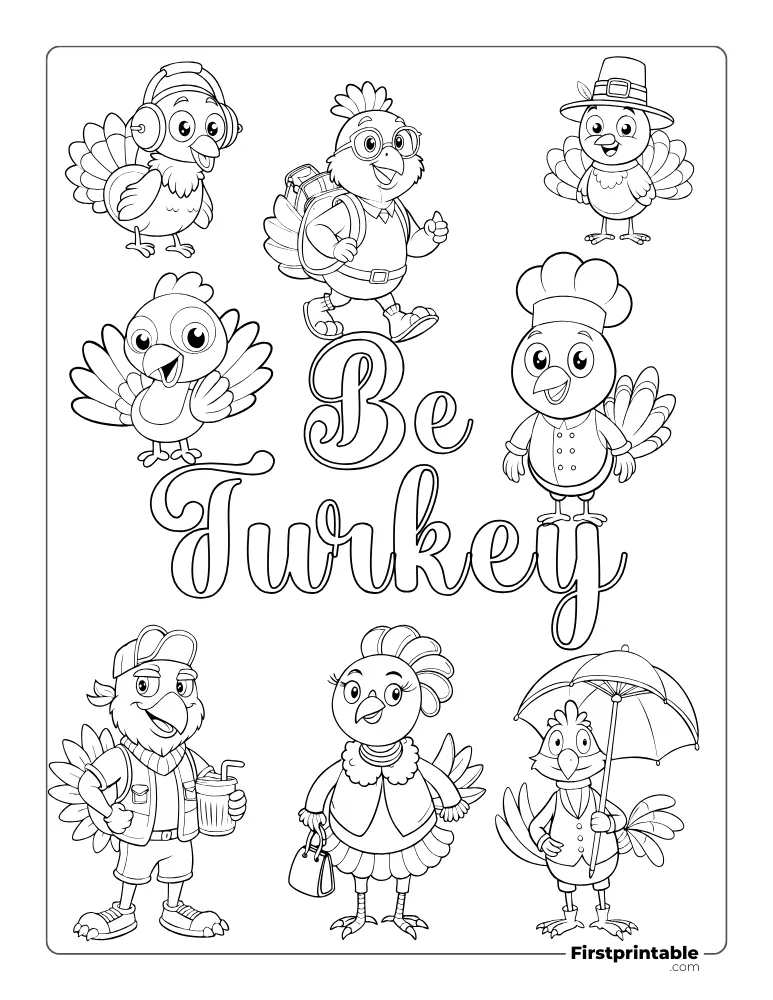 Cute and Funny Turkey Coloring Sheet for Kids