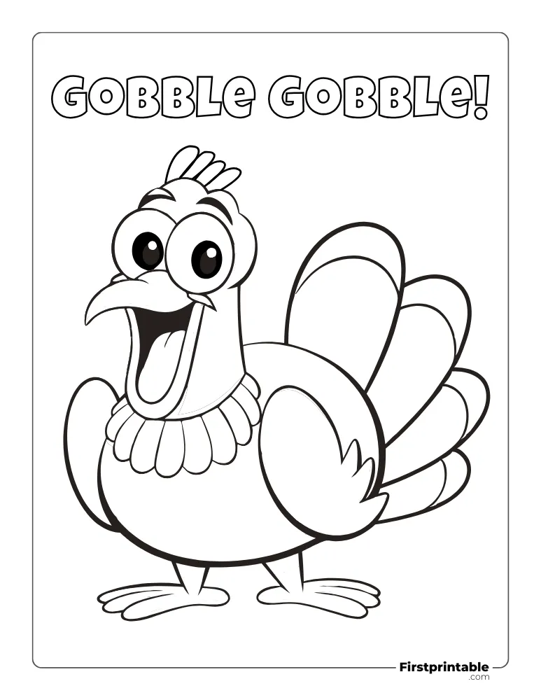 "Gobble Gobble" Turkey Coloring Page