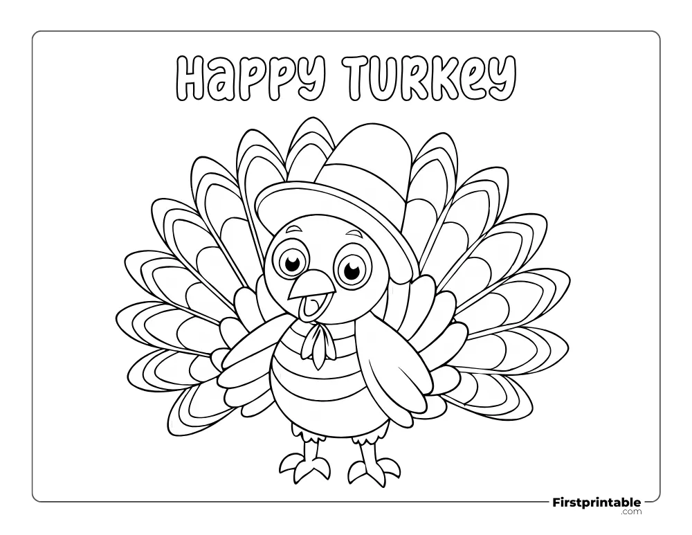 Happy Turkey Coloring Page