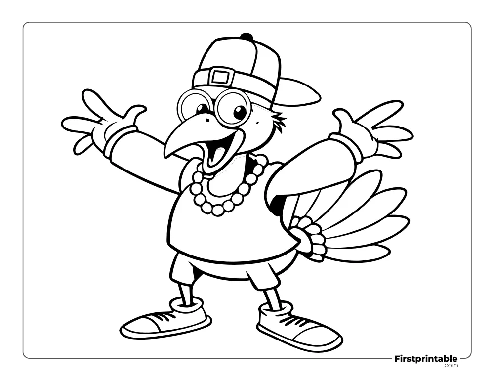 Happy Turkey Dancing Print and Color