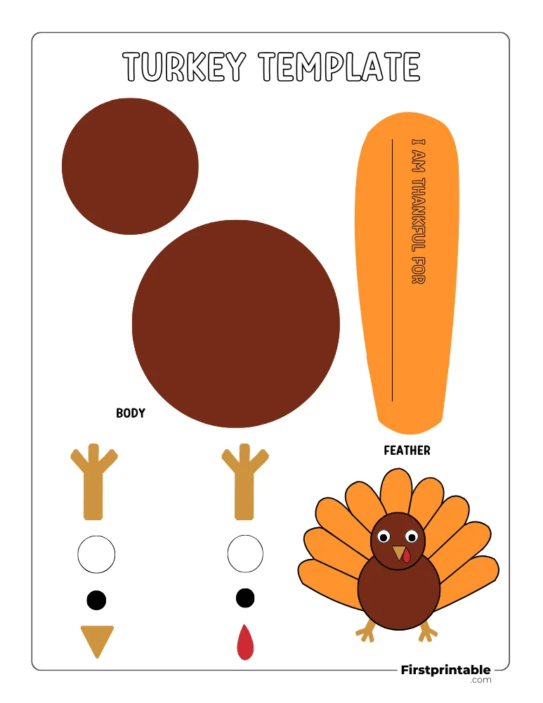 Build your Own Turkey Colored - I am Thankful