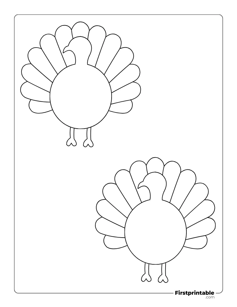 Easy Turkey Template Medium Outline