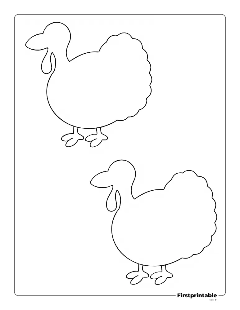 Simple Turkey Template Medium Outline 