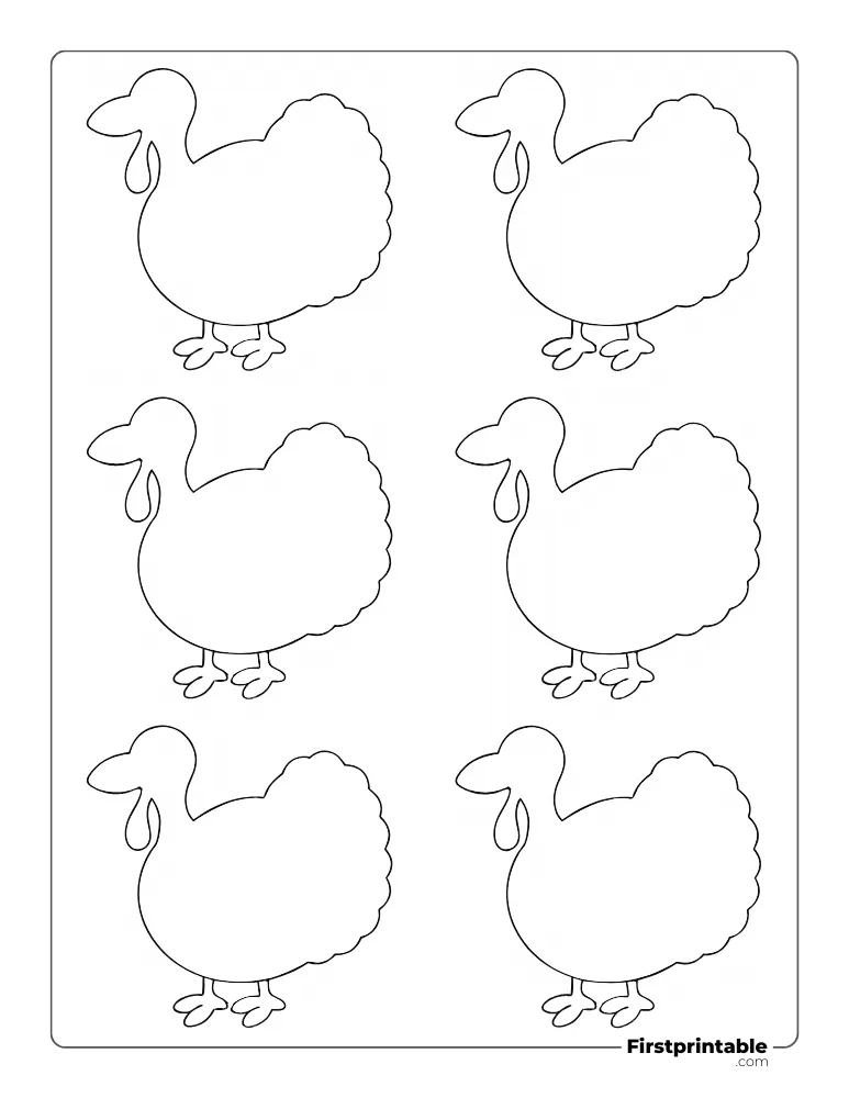 Simple Turkey Template Small Outline 