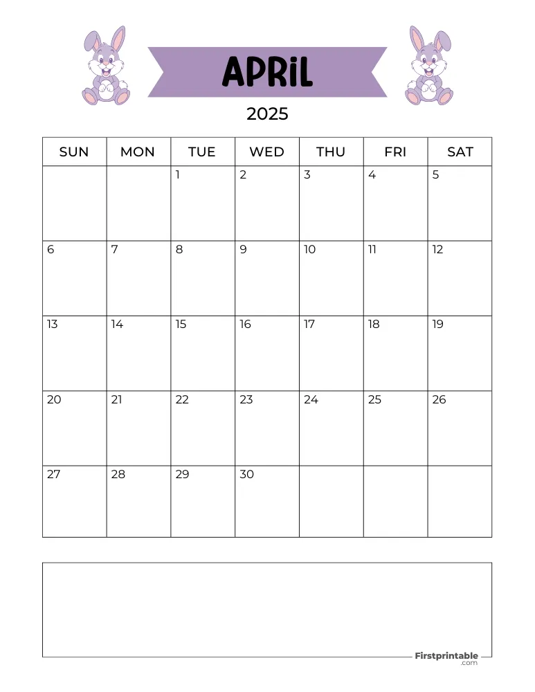 April Calendar 2025 Easter Template 05