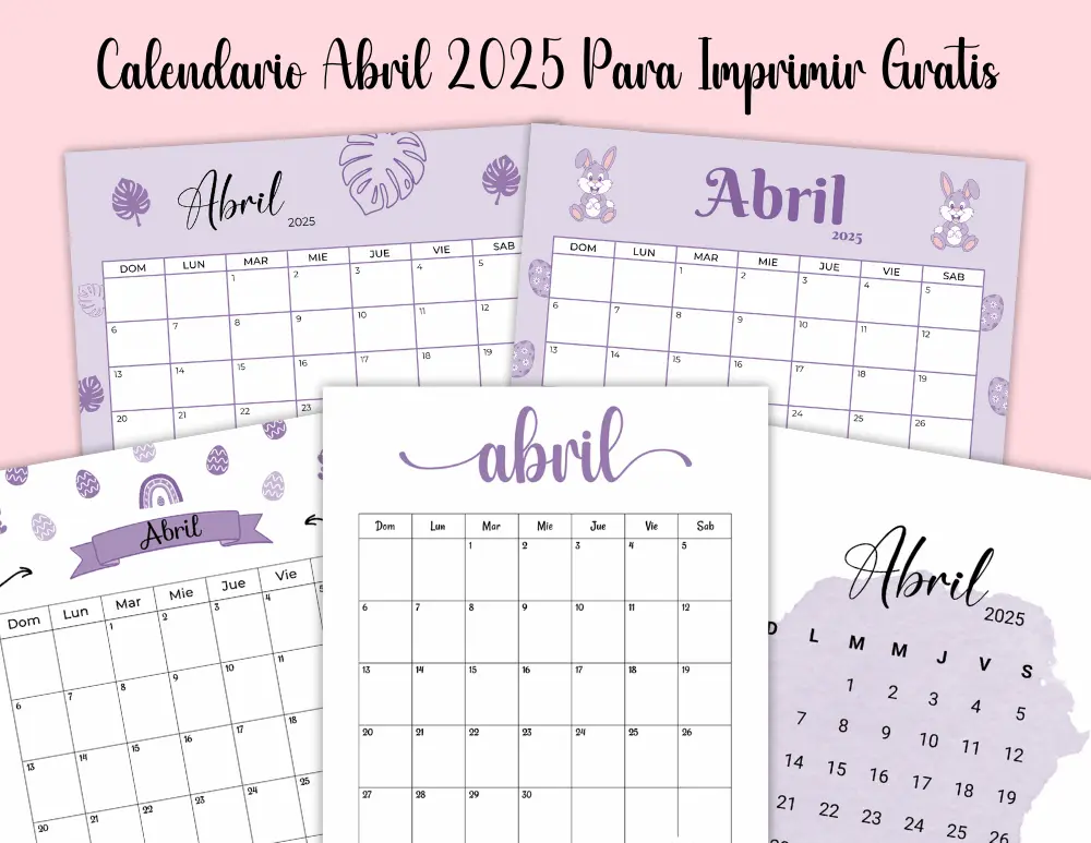 Calendario 2025 Abril Para Imprimir Gratis en Español