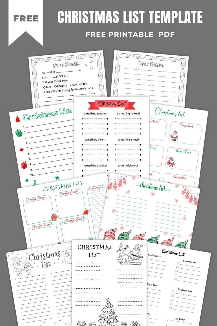 Christmas List Templates | 15+ Free Printable PDFs