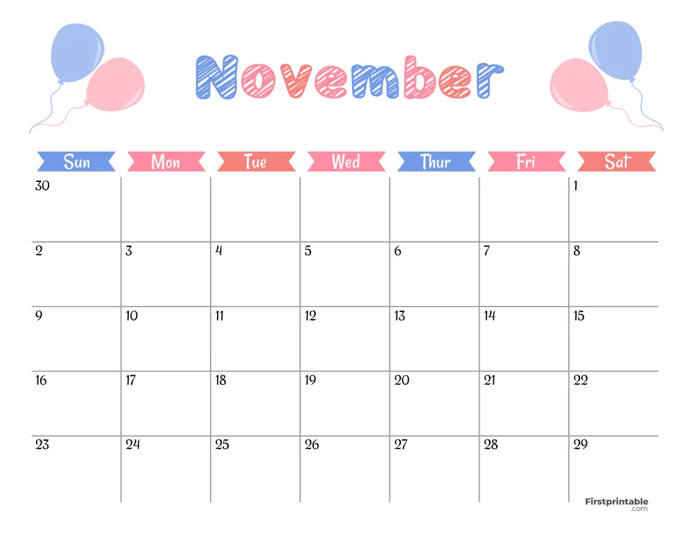 Cute November 2025 Calendar