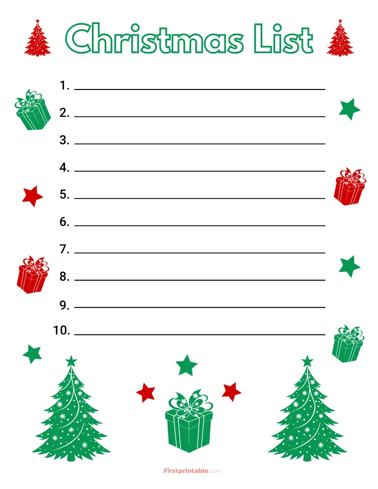 Free Printable Christmas List Template 06