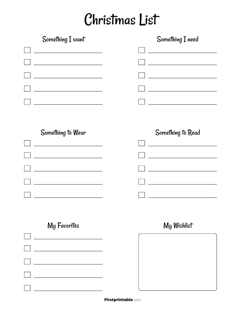 Free Printable Christmas List Template 08