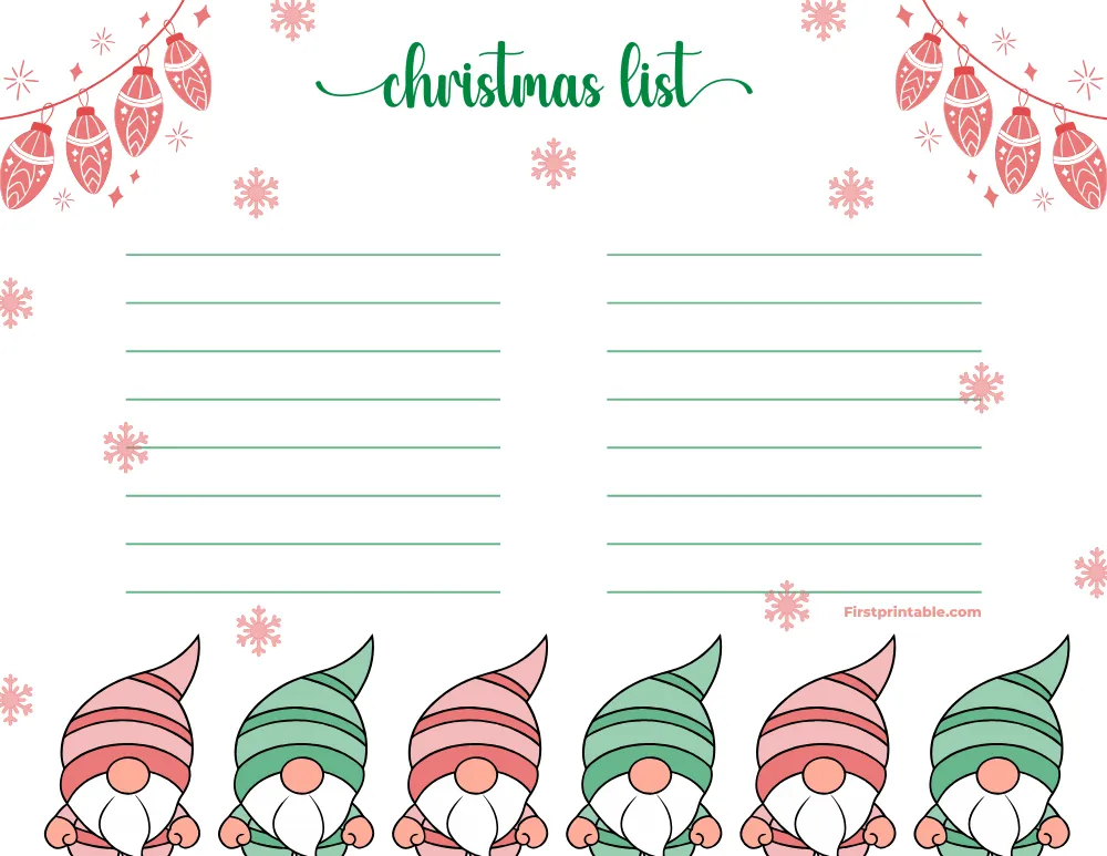 Free Printable Christmas List Template 15