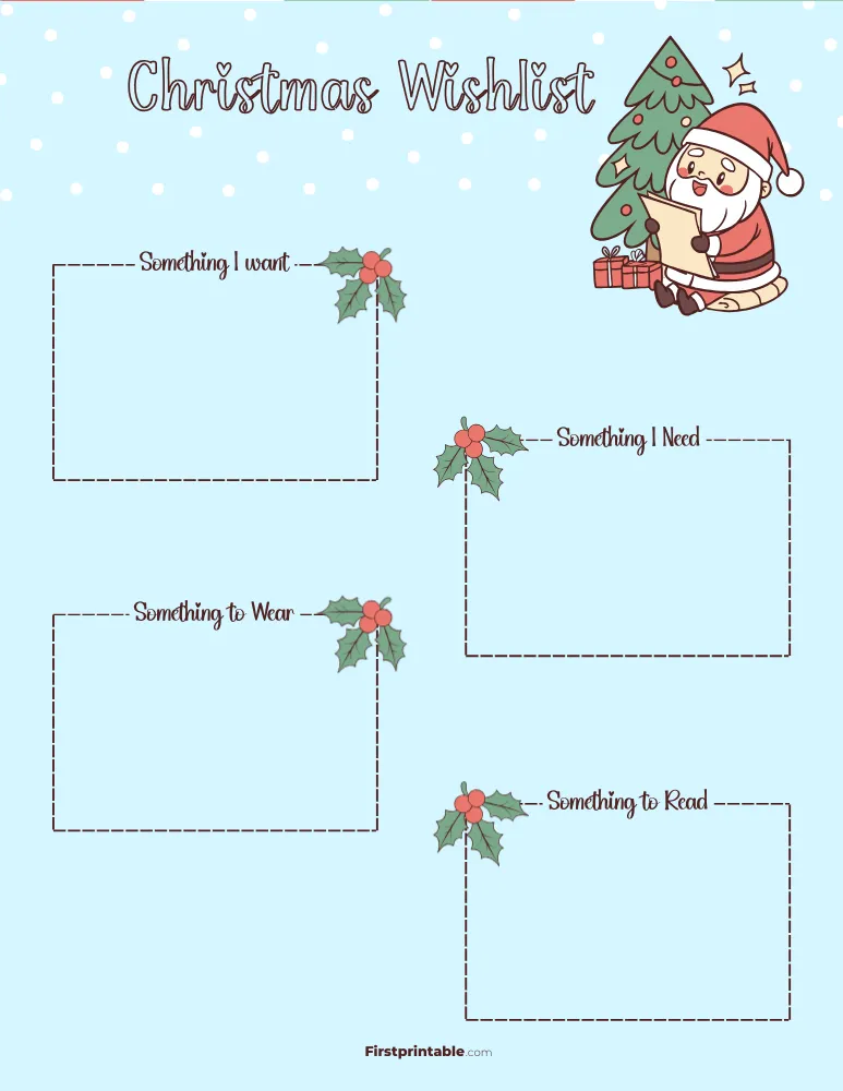 Free Printable Christmas Wish List Template 13