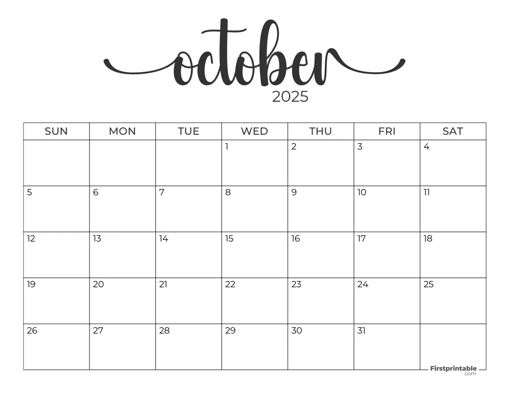 October 2025 Calendar