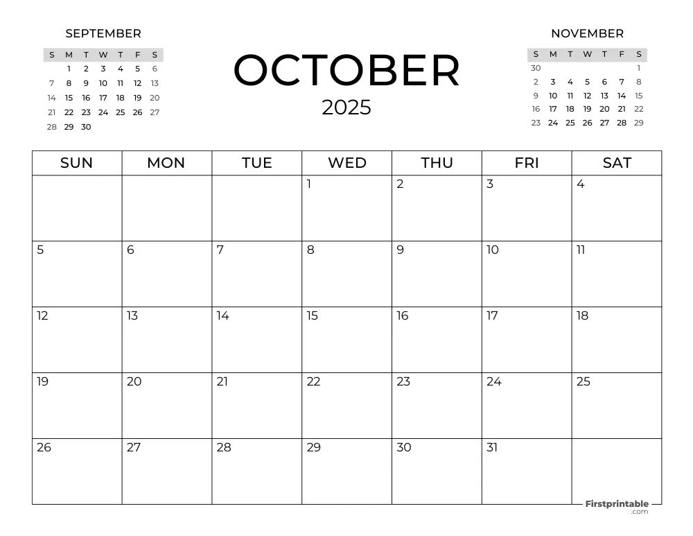 October Calendar 2025