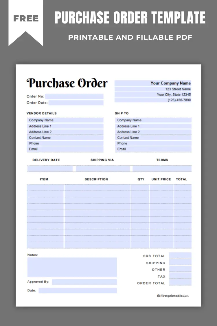 Free Purchase Order Template | Download, Fill & Send