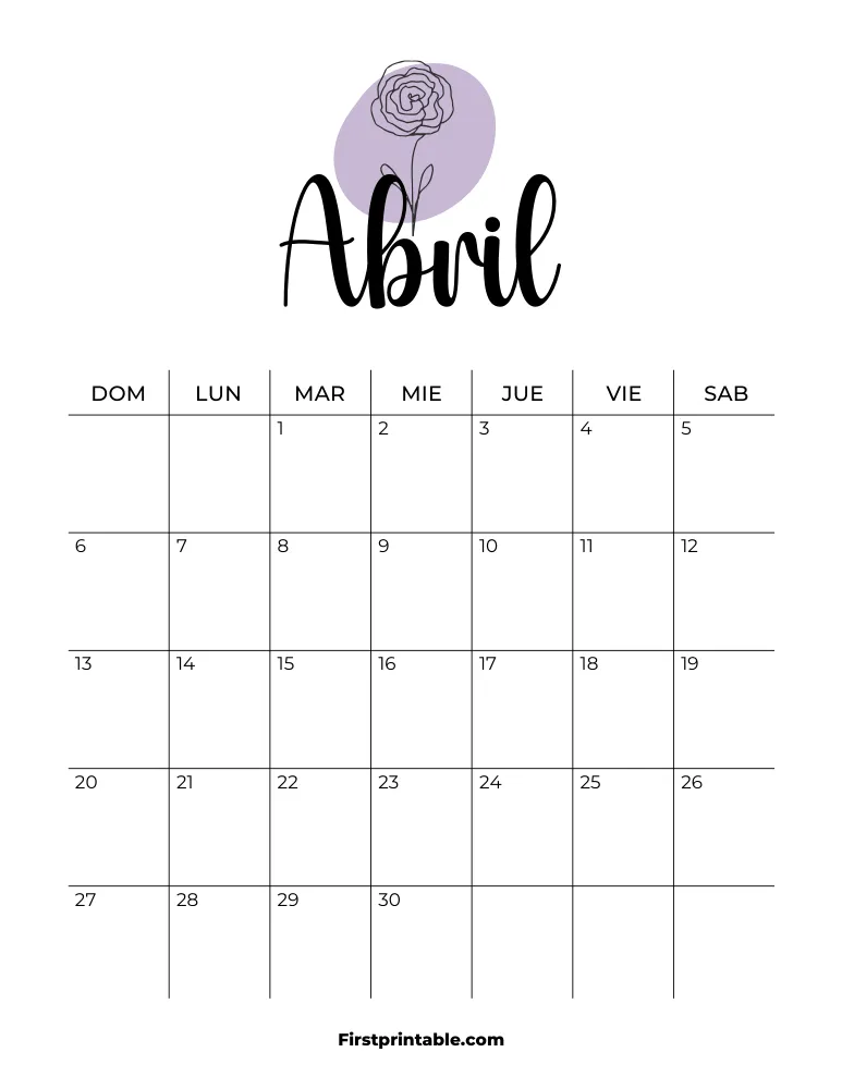 Spanish Printable April Calendar 2025 Template 37