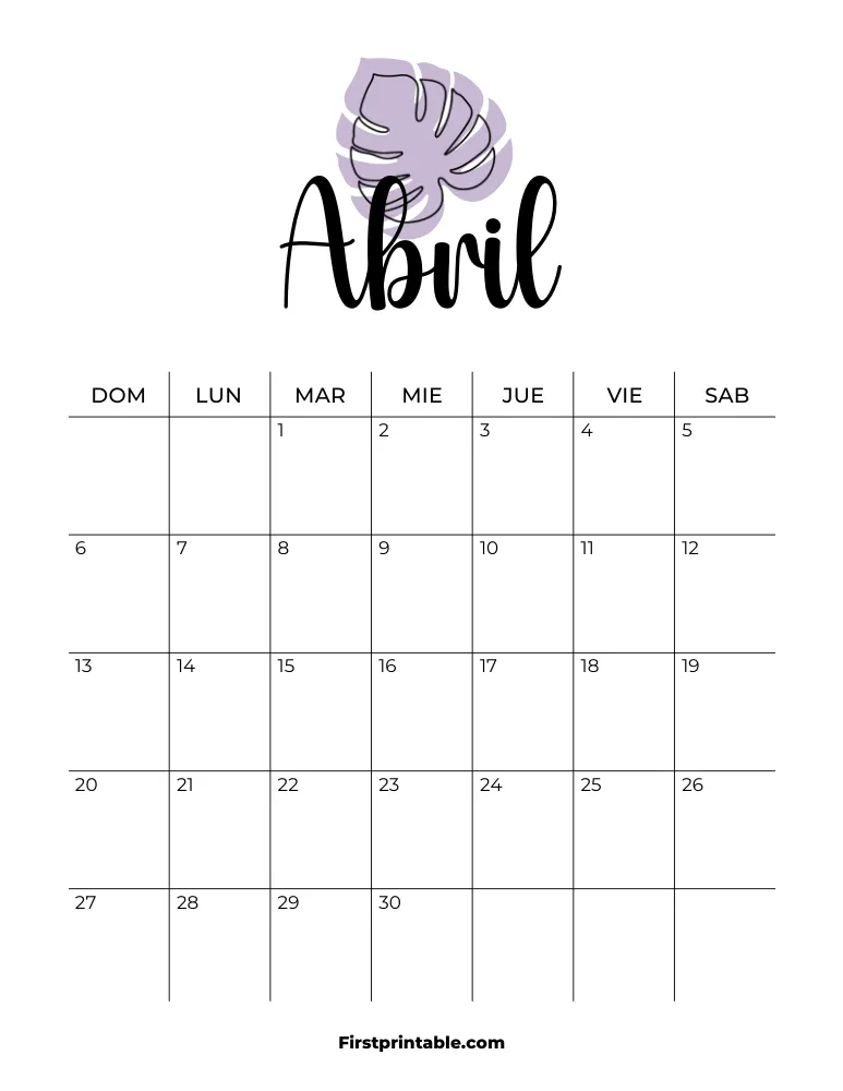 Spanish Printable April Calendar 2025 Template 38