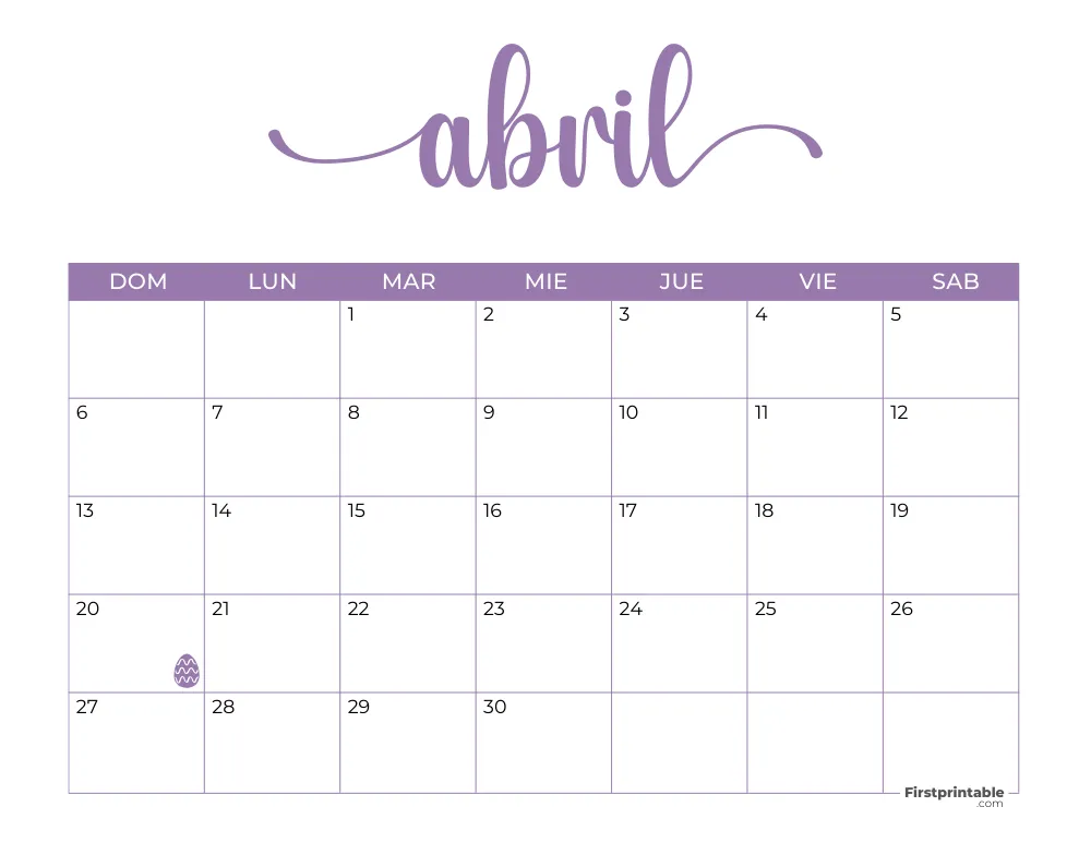 Spanish Printable April Calendar 2025 Template 45