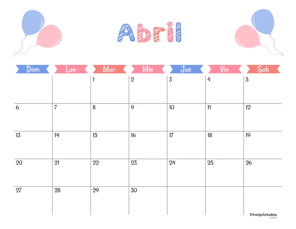 Spanish Printable April Calendar 2025 Template 48