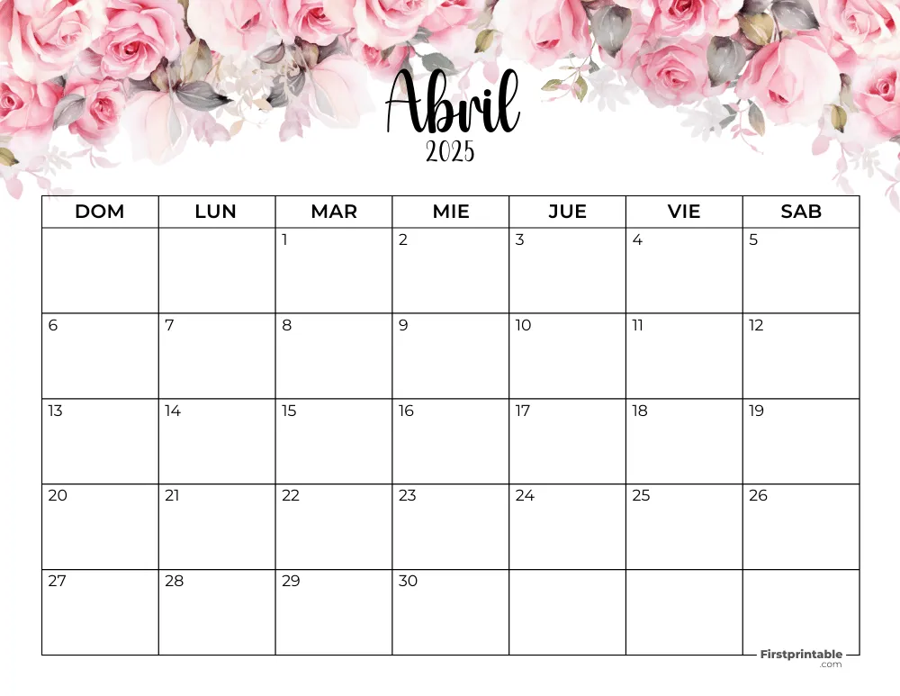 Spanish Printable April Calendar 2025 Template 49