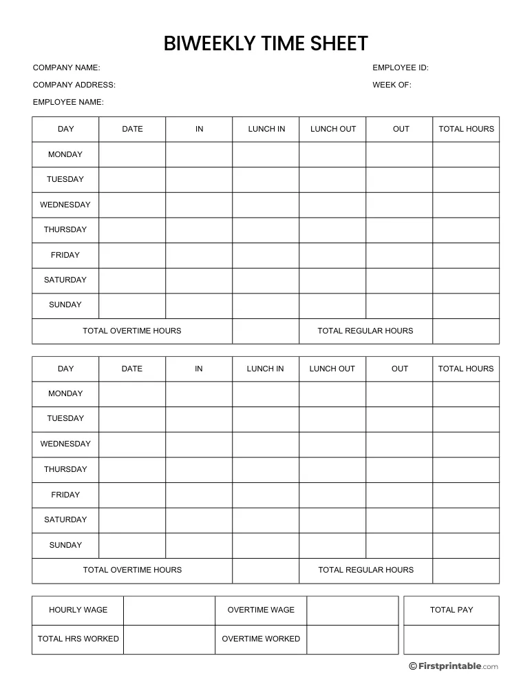 Biweeky Timesheet Log