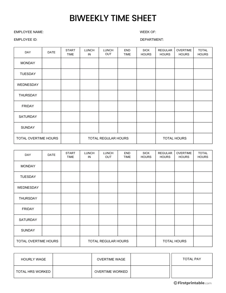 Biweekly Employee Timesheet