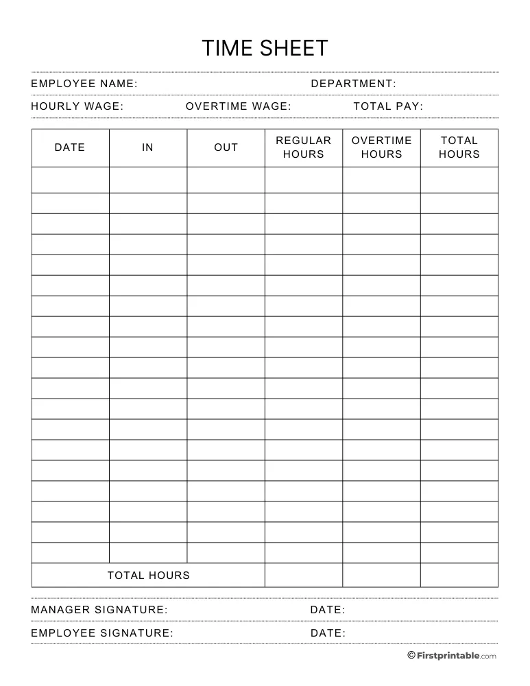 Free Daily Timesheet Template