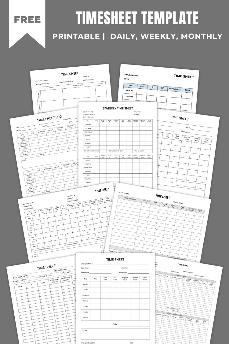 Free Timesheet Templates | Daily, Weekly, Monthly