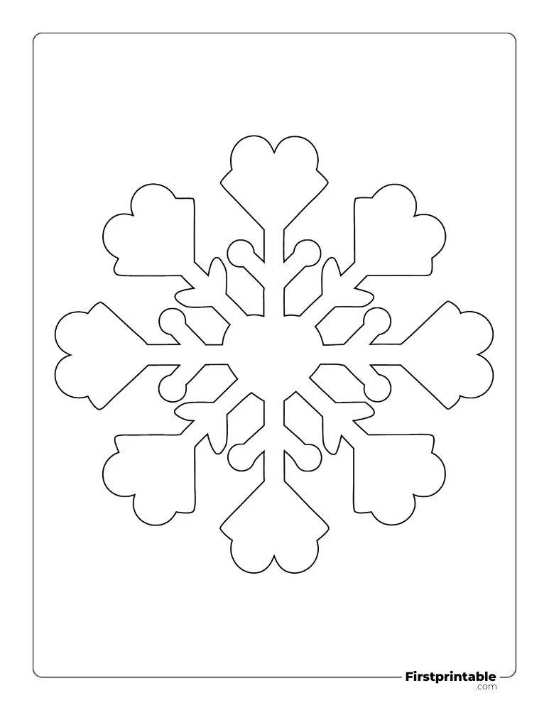 Heart Pattern Snowflake Template Large Outline