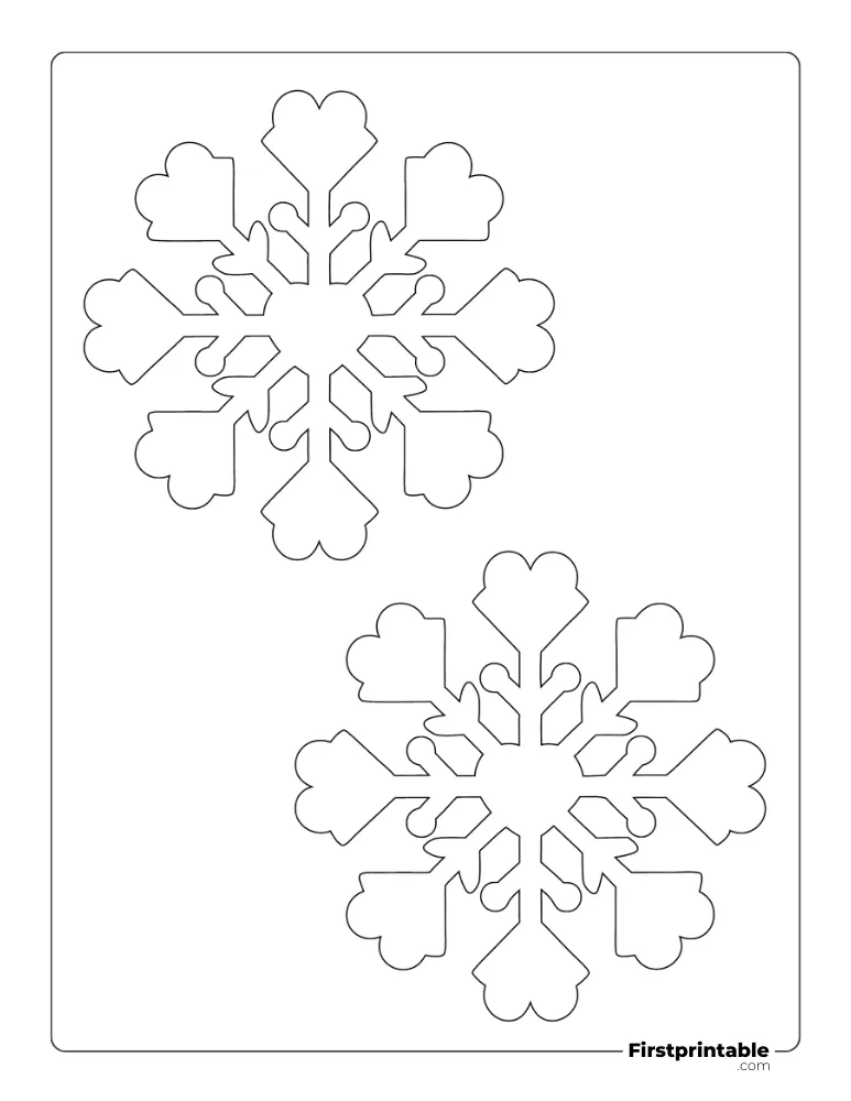 Heart Pattern Snowflake Template Medium Outline