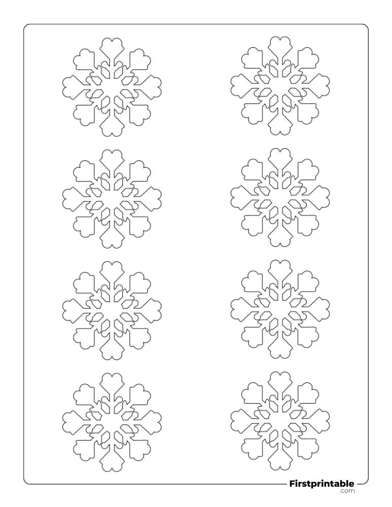 Heart Pattern Snowflake Template XS Outline