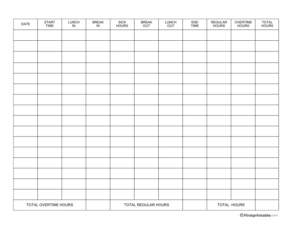 Monthly Timesheet Template - Page 02