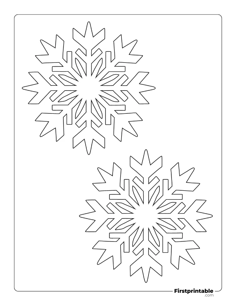 Needle Snowflake Template Medium Outline