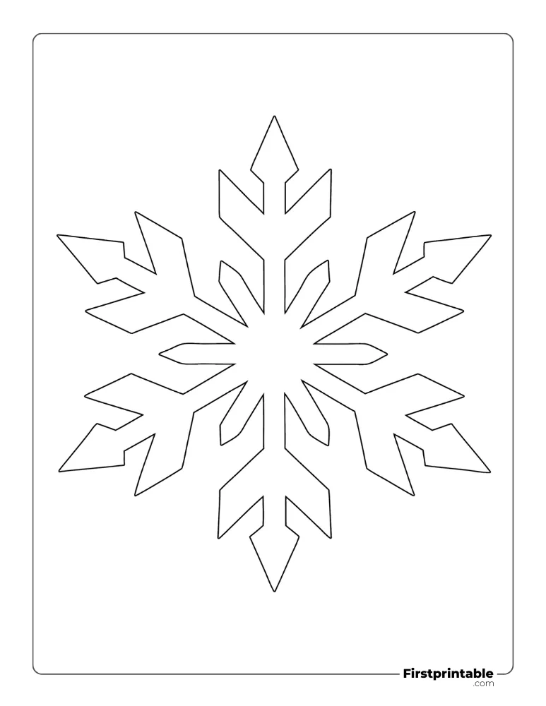 Pointed Edge Snowflake Template Large Outline