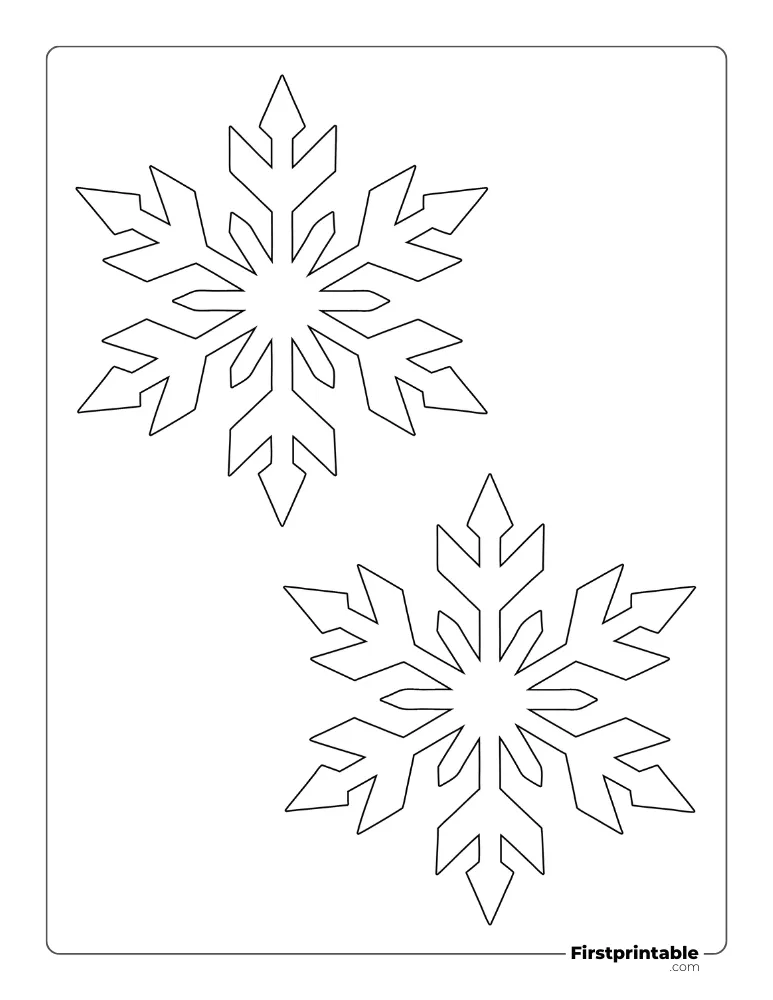 Pointed Edge Snowflake Template Medium Outline