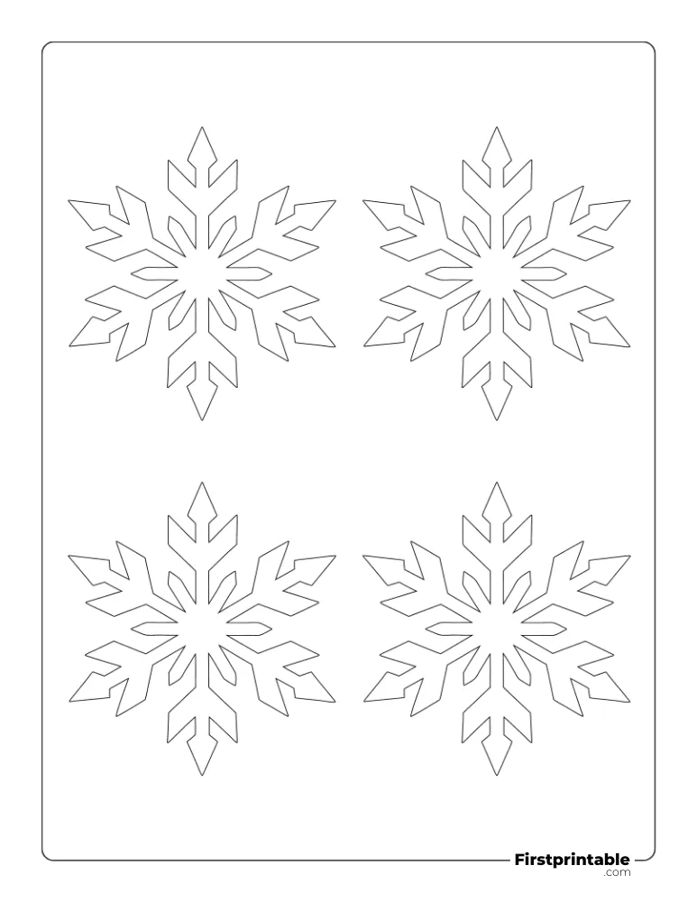 Pointed Edge Snowflake Template Small Outline