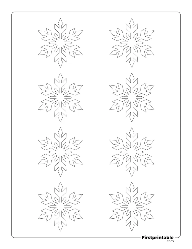 Pointed Edge Snowflake Template XS Outline