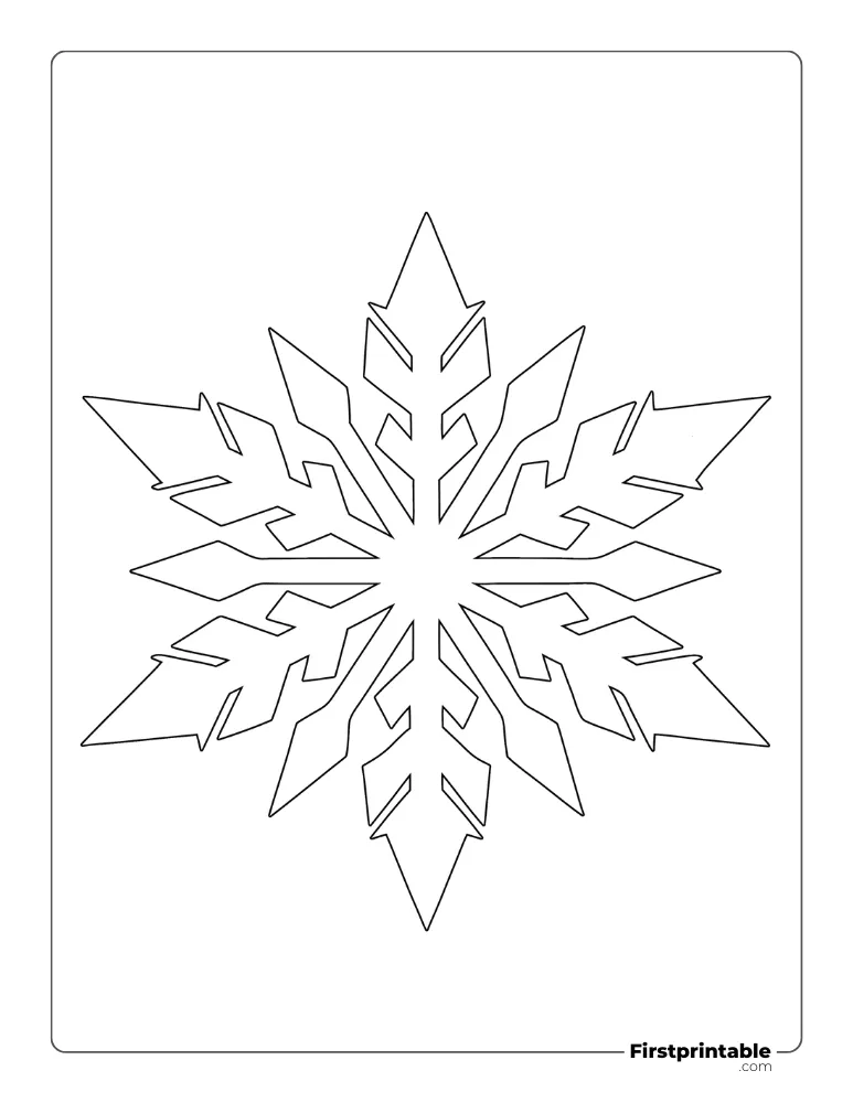 Pointed Snowflake Template Large Outline