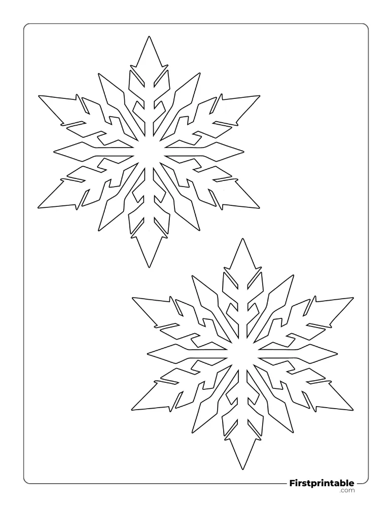 Pointed Snowflake Template Medium Outline