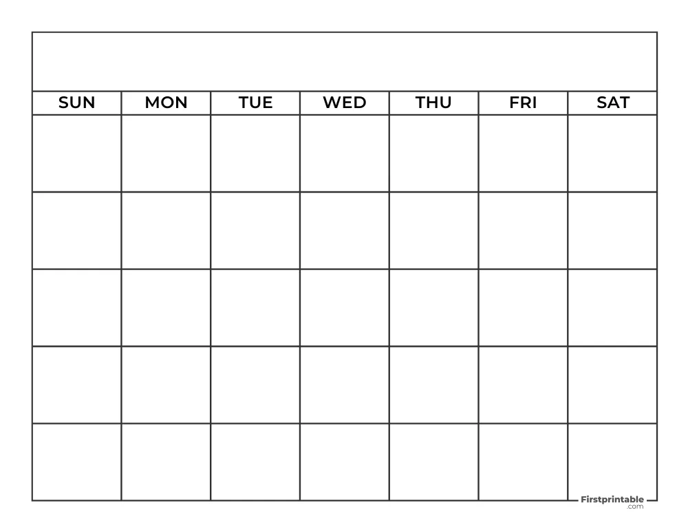 Printable Blank Calendar Template 01