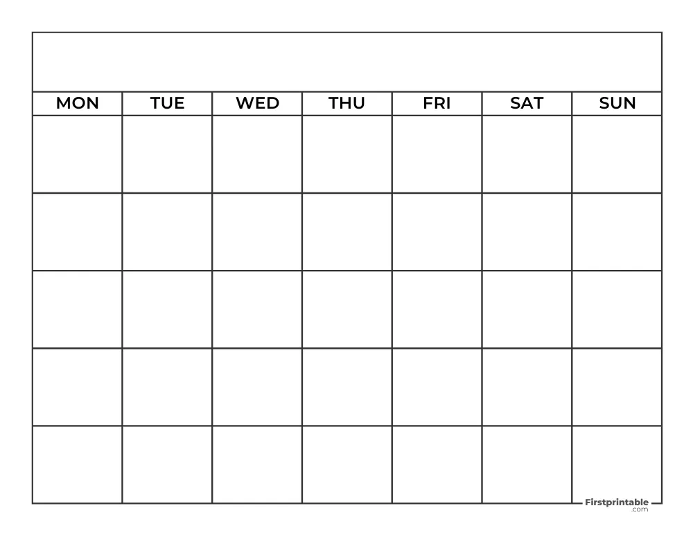 Printable Blank Calendar Template 05