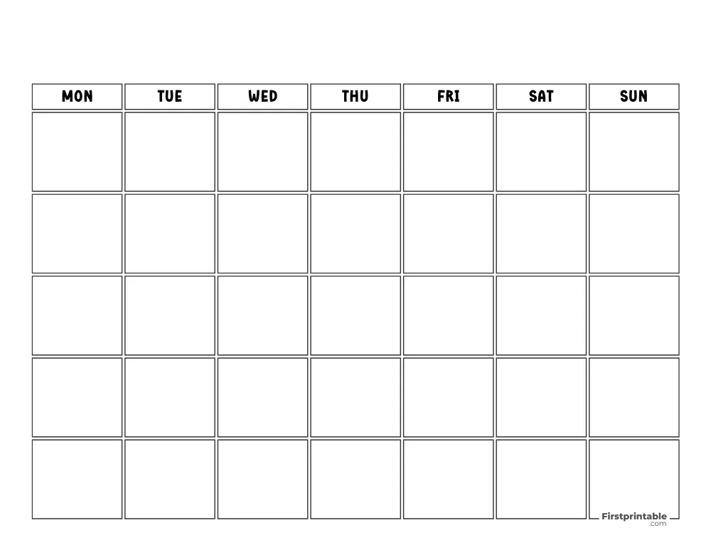 Printable Blank Calendar Template 06