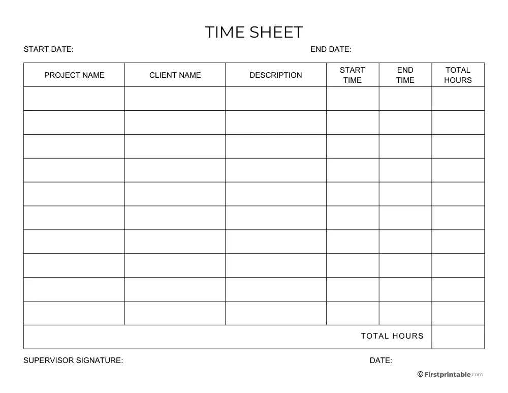 Project Timesheet Template