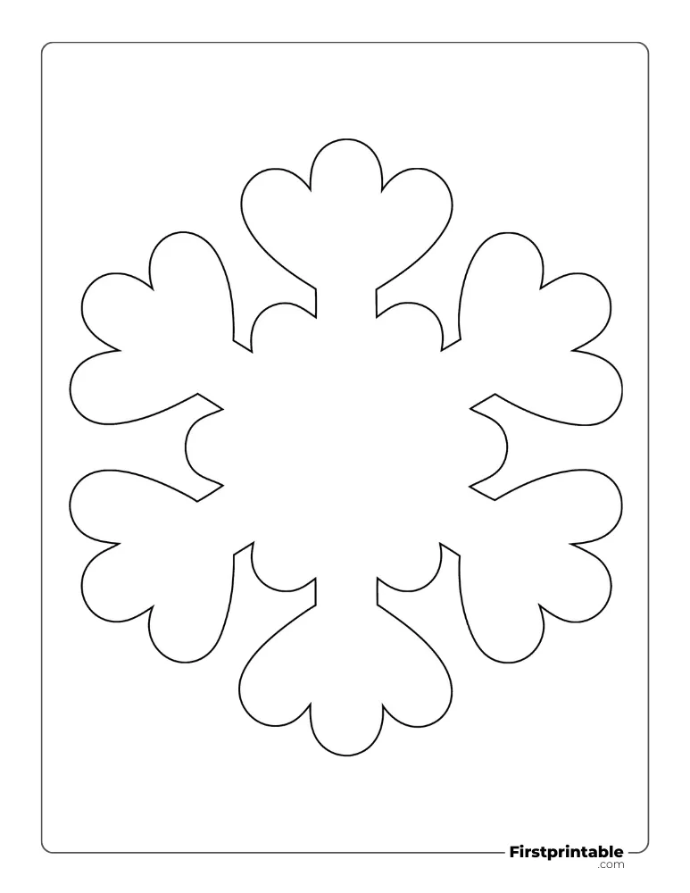 Rounded Snowflake Template Large Outline