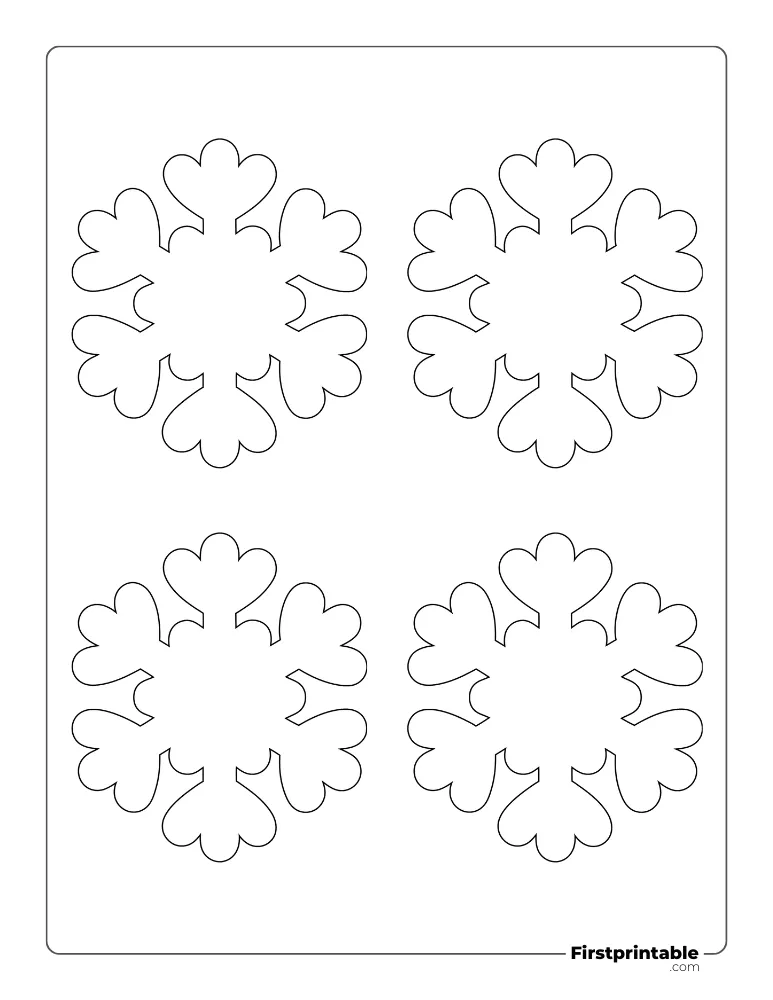 Rounded Snowflake Template Small Outline