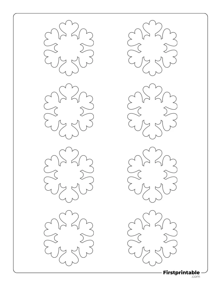 Rounded Snowflake Template XS Outline